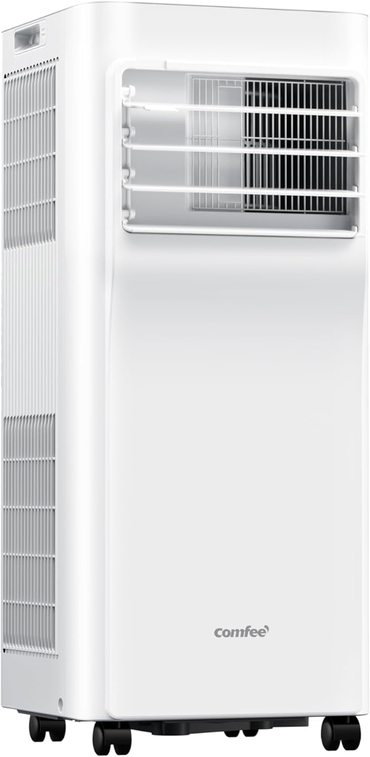 COMFEE' Mobiele airconditioner, 8000 BTU/h, 2,3 kW, app-bediening, 3 modi, 3 ventilatorsnelheden, 24-uurs timer, voor woonkamer en woningen van 29 m³/78 m³, werkt met Alexa [energieklasse A]