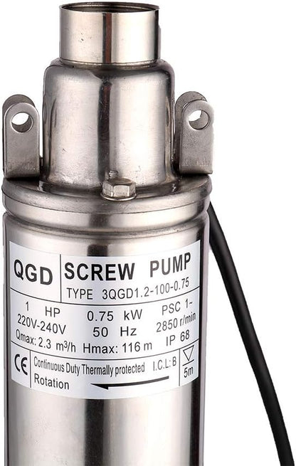 Diepbronpomp – Dompelpomp – Pomp – Tuinpomp – Huiswaterpomp – Roestvrij Stalen Behuizing – 0,75 kW 116 M Opvoerhoogte