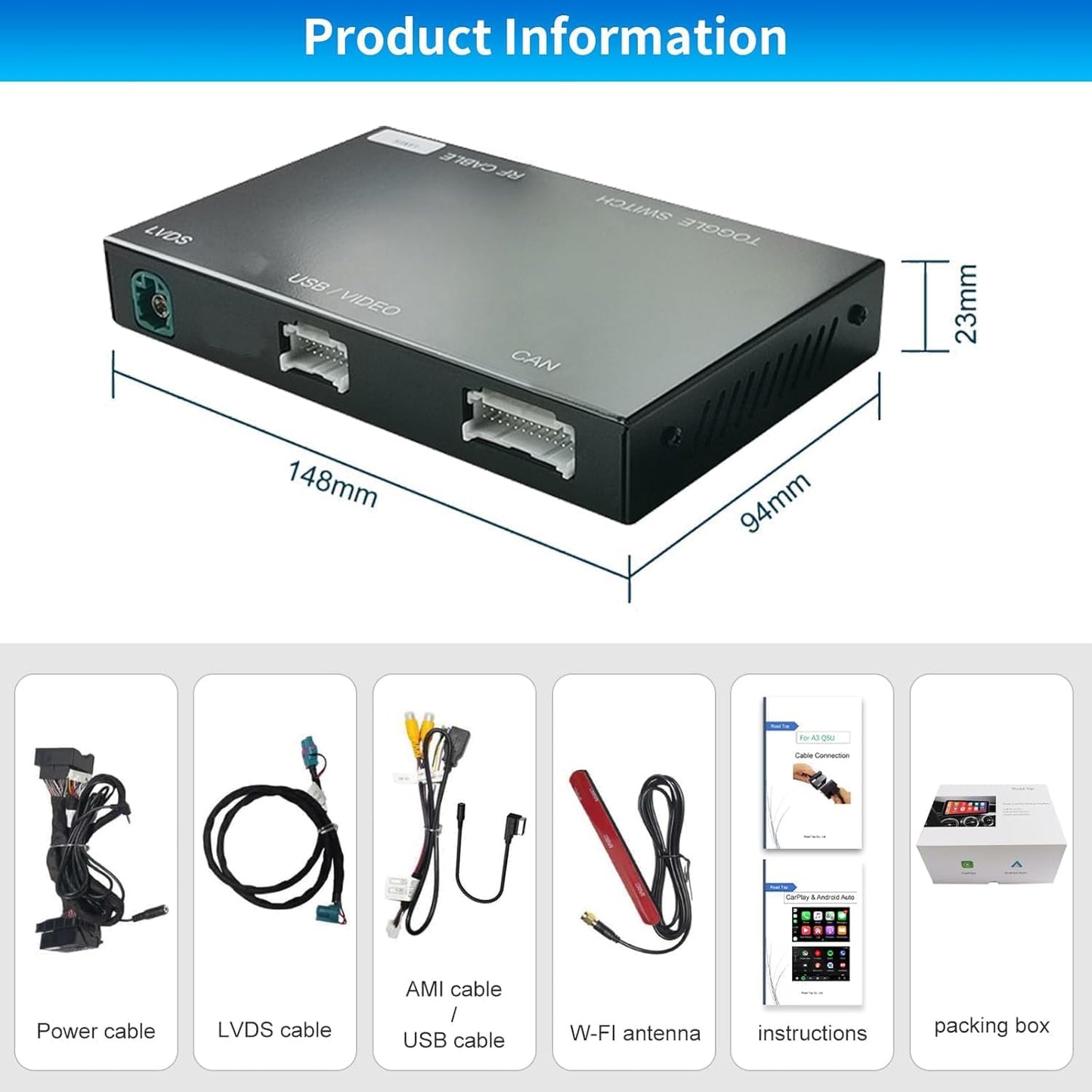 Draadloze CarPlay Android Auto Interface – Multimedia Interface – Infotainment Module – Decoder Box – Auto Multimedia Adapter – Voor NTG4.5/NTG4.7 2012-2015 – Draadloos Verbinden – MirrorLink, Navigatie En Camera Ondersteuning