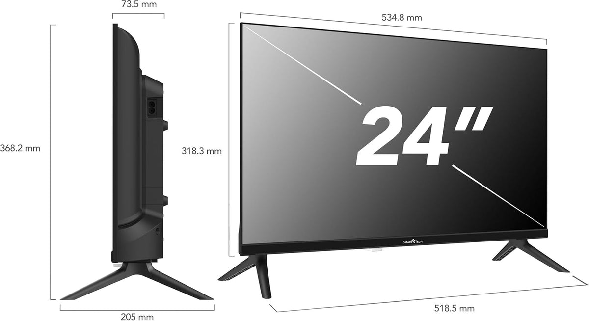 Smart Tech 24 inch (60 cm) HD LED TV Whale OS-24HH01V- Molotov, Netflix, Prime Video, Disney+ 3 x HDMI - 2 x USB -Dolby Digital+