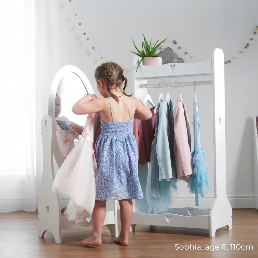 Haus Projekt Verkleedrail wit voor kinderen 3-8 jaar, houten verkleedkast, slaapkamermeubel, handgemaakte meisjesaankleedstang, babykamermeubel, kerstcadeau