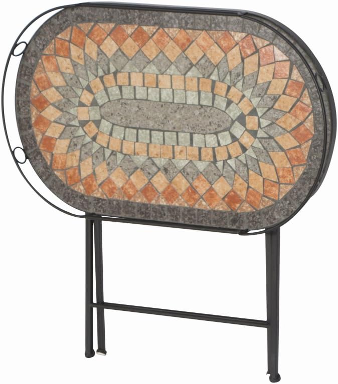 Siena Garden serveertafel Prato, 68x41x60cm, frame: staal, gepoedercoat in mat zwart, oppervlak: keramiek in bont