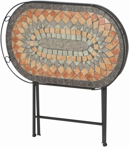 Siena Garden serveertafel Prato, 68x41x60cm, frame: staal, gepoedercoat in mat zwart, oppervlak: keramiek in bont