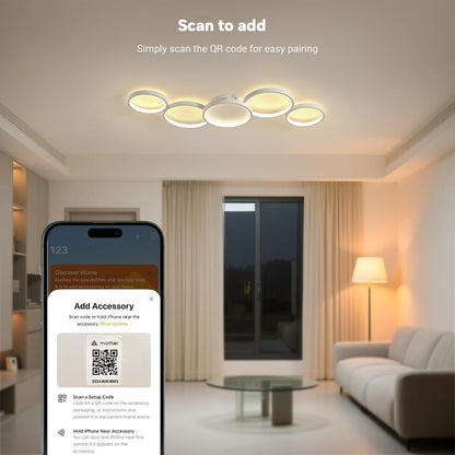 Plafondlamp met afstandsbediening, woonkamerlamp met Matter compatibel met HomeKit, Alexa, Google en IFTTT, 50W moderne LED-plafondlamp voor slaapkamer en woonkamer (100cm, wit)
