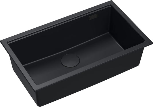 Quadron Gan 110 Enkele wastafel keukenspoelbak granieten keuken| afmetingen 70 x 37 x 23,5 cm Kleur: Pure Carbon | LOGAN 110 enkele wastafel keukenspoelbak | granieten spoelbak | inbouwspoelbak