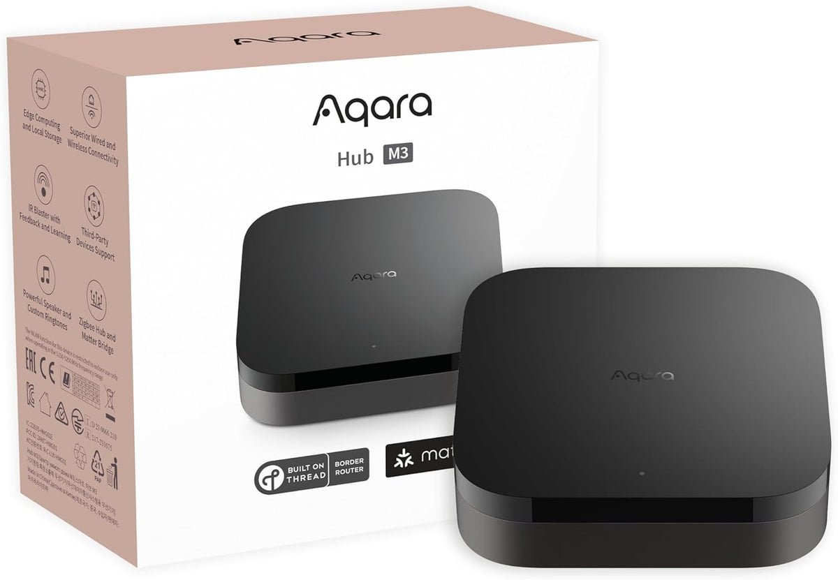 Aqara Hub M3, Matter Controller, Thread Border Router, features Zigbee, Bluetooth, WiFi, POE, IR, supports Alexa, Google Assistant, Apple HomeKit, SmartThings, IFTTT - QUORE