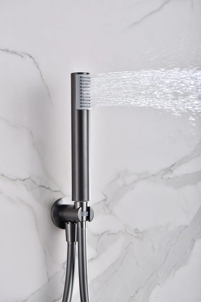 Thermostatische Douche Set – Douchekraan – Regendouche – Handdouche – Douche Thermostaat – Zwarte Gun Metal – Thermostaat met 2-weg Omschakeling – Ø 25 cm Regendouche