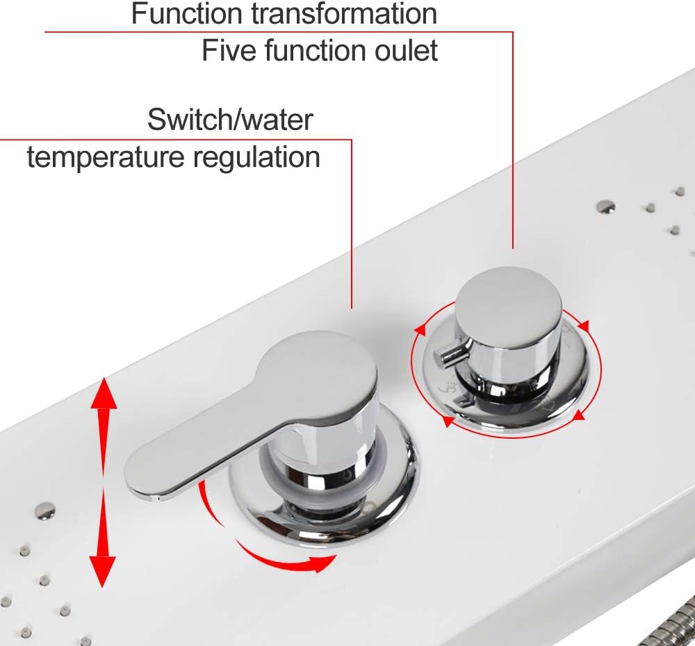 Douchekolom Hydromassage – Douchepaneel – Doucheset – Spa Douche – Regen- en Watervalstraal – 5 Douchestanden – 304 Roestvrij Staal – 140 cm Hoog