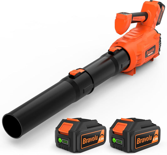Bladblazer, Bravolu bladblazer met 2 x 5200 mAh batterijen en lader, krachtige Brushless motor, Max luchtsnelheid 305 km/u, 5 snelheden elektrische bladblazer met Turbo modus