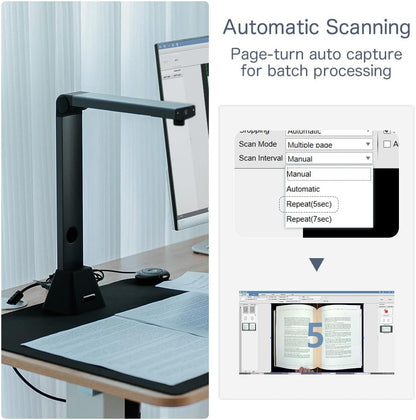 Portable Document Camera Scanner: 22MP Hoge Resolutie & OCR - Compatibel met Windows/Mac; Boek Digitizer met Automatische Correctie - PDF/Word/Excel formaat