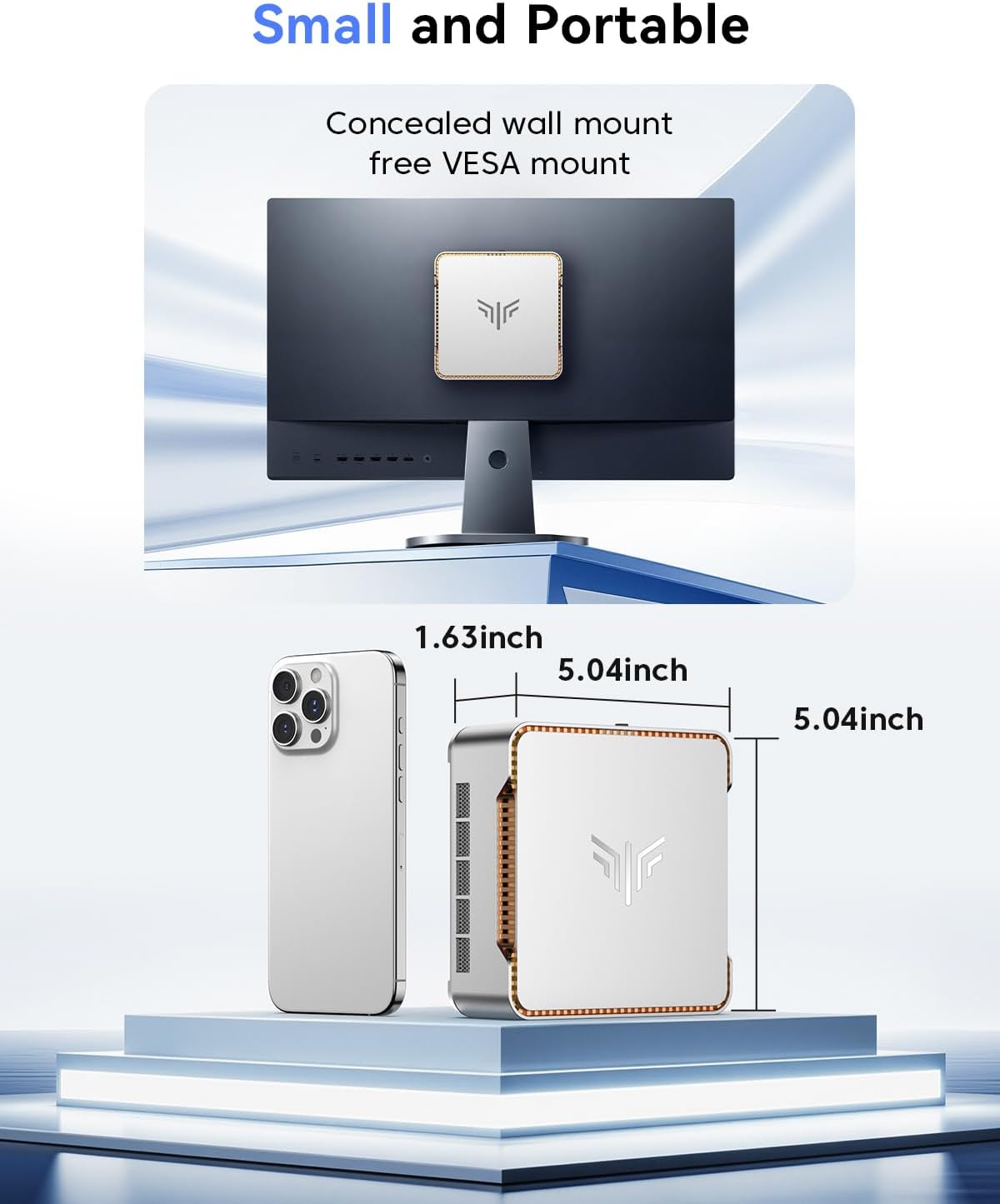 NiPoGi Pinova P2 Mini-pc, MD Ryzen R2544 (4C/ 8T, tot 3,70 GHz), 16 GB DDR4, 512 GB M.2 SSD, mini-desktopcomputer voor kantoor, school, thuis, Radeon Vega 8 graphics, 4K Triple Display, HDMI 2.0