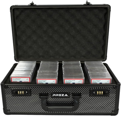 PREZA Graded Card Storage Box - Premium Trading Card Case voor Graded Sports Cards - Carbon Fiber Slab Case (XL)