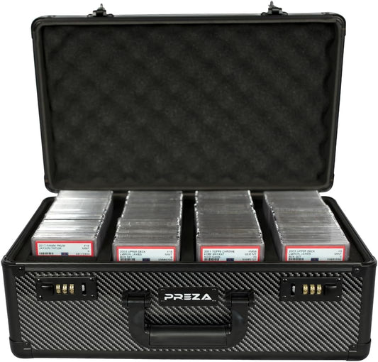 PREZA Graded Card Storage Box - Premium Trading Card Case voor Graded Sports Cards - Carbon Fiber Slab Case (XL)