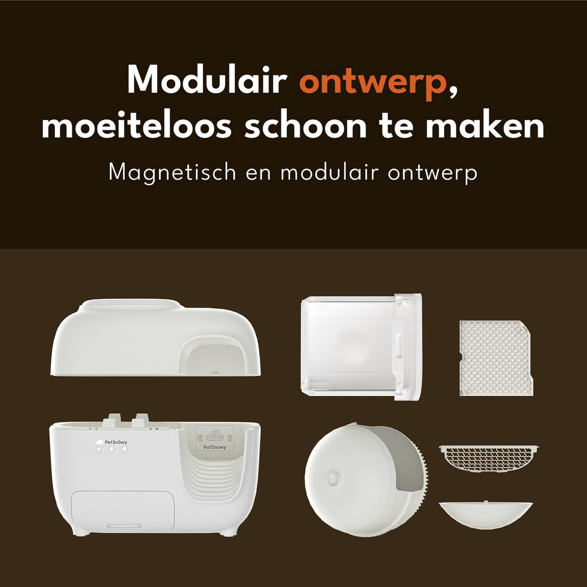 Snow+ Zelfreinigende kattenbak, automatische kattenbak met app-besturing/veiligheidsbescherming, geurverwijderend TiO2-systeem, extra grote slimme robotkattenbak, geschikt voor meerdere katten van