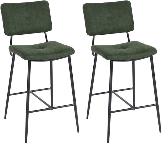 MEUBLE COSY Barkrukken, set van 2 barstoel, zithoogte 69 cm, met rugleuning en voetensteun van stof, barkruk, bistrokruk voor bar, bistro, café, keuken, groen, 46x52x99cm