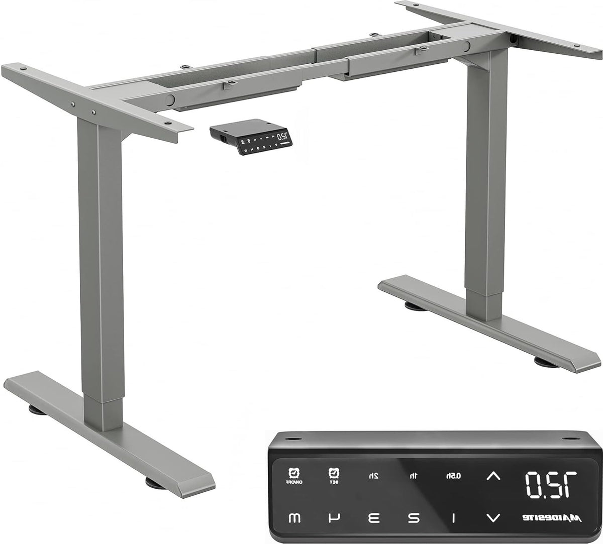 Maidesite Height Adjustable Electric Desk Height Adjustable Table Frame,Suitable for All Common Tabletops,2-Stage Lifting Legs(Grey) - QUORE