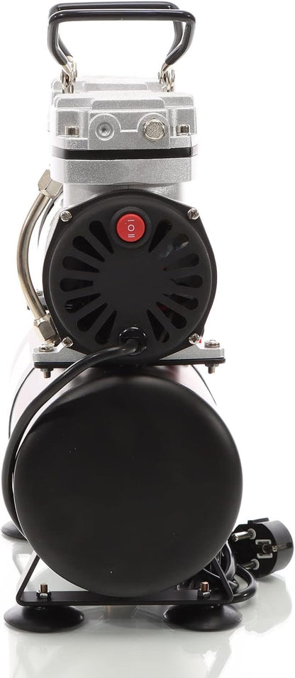 Wiltec airbrush compressor AS196 met luchttank 2-cilinder zuiger 6 bar automatische uitschakelfunctie