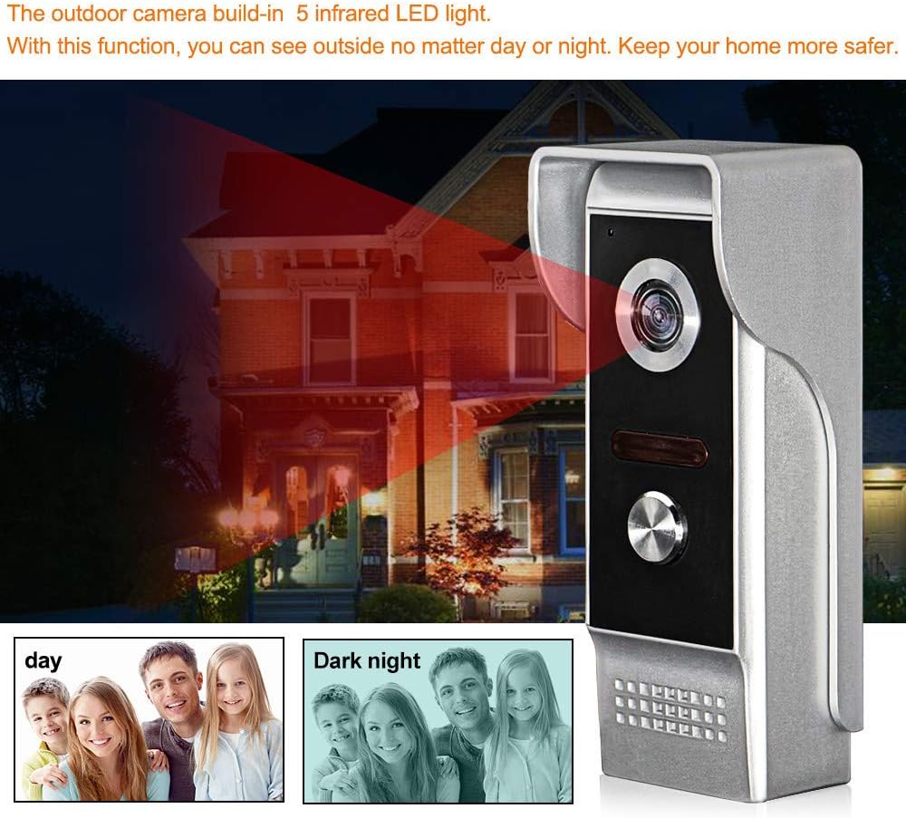 KDL Bedraad Video Deurbel Intercom Systeem 7 inch Kleur Monitor Panel met Nachtzicht Video Camera Deurtelefoon Twee-weg Audio 12 Ringtones Waterdicht voor Thuis Appartement Veilig