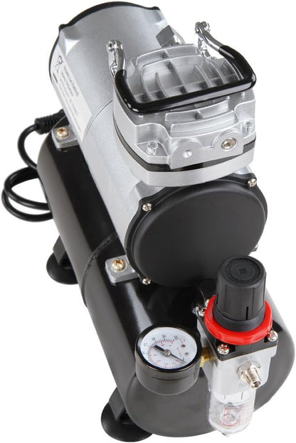 Timbertech Airbrush Kit met Compressor ABPST06 met krachtige 1/6 HP Airbrush Compressor met tank en 2 Airbrush Gun Kits voor Airbrush Schilderen Make-up Nail en Tattoo Studio's Hobby en ga zo maar