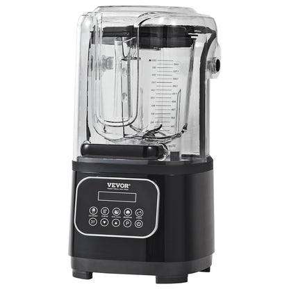 VEVOR Professional Blender with Protection Combined with 2L Glass Jug, Stainless Steel, 9 Speed and 5 Functions, for Smoothies, Black, 280 x 240 x 505 mm