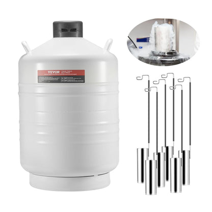 VEVOR Vloeibare stikstoftank, 30 liter, vloeibare stikstofcontainer, aluminiumlegering, 6 containers, draagtas met riem, cryogene tank voor de schoonheidsindustrie, wetenschap
