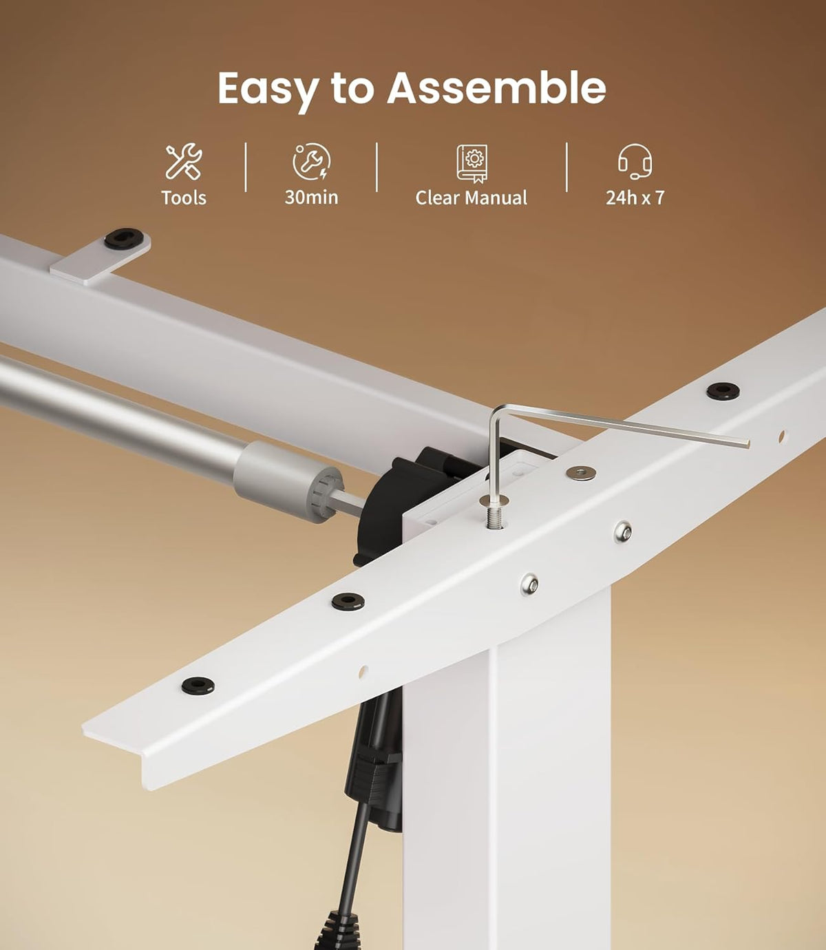 MAIDeSITe Electric Desk Height Adjustable Desk Frame Height Adjustable Desk Frame with 4 Memory Control and Anti-Collision Function(White) - QUORE
