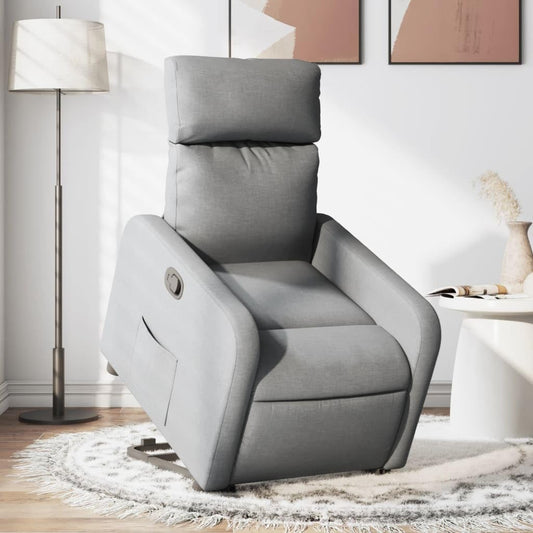 Relaxstoel Met Opstahulp – Tv-Stoel – Ligstoel – Enkelvoudige Relaxstoel – Verstelbare Stoel – Elektrische Opstahulp – Handmatig Kantelsysteem – Lichtgrijze Polyester Stof