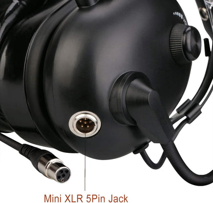 Retevis EH070K portofoon, oortelefoon met PNR-headset, compatibel met RT24 RT27 RT617 RA685 RB629 RT5R RT1 Baofeng UV5R 888S eSynic Kenwood, geschikt voor Aviation Link Line (zwart, 1 stuk)