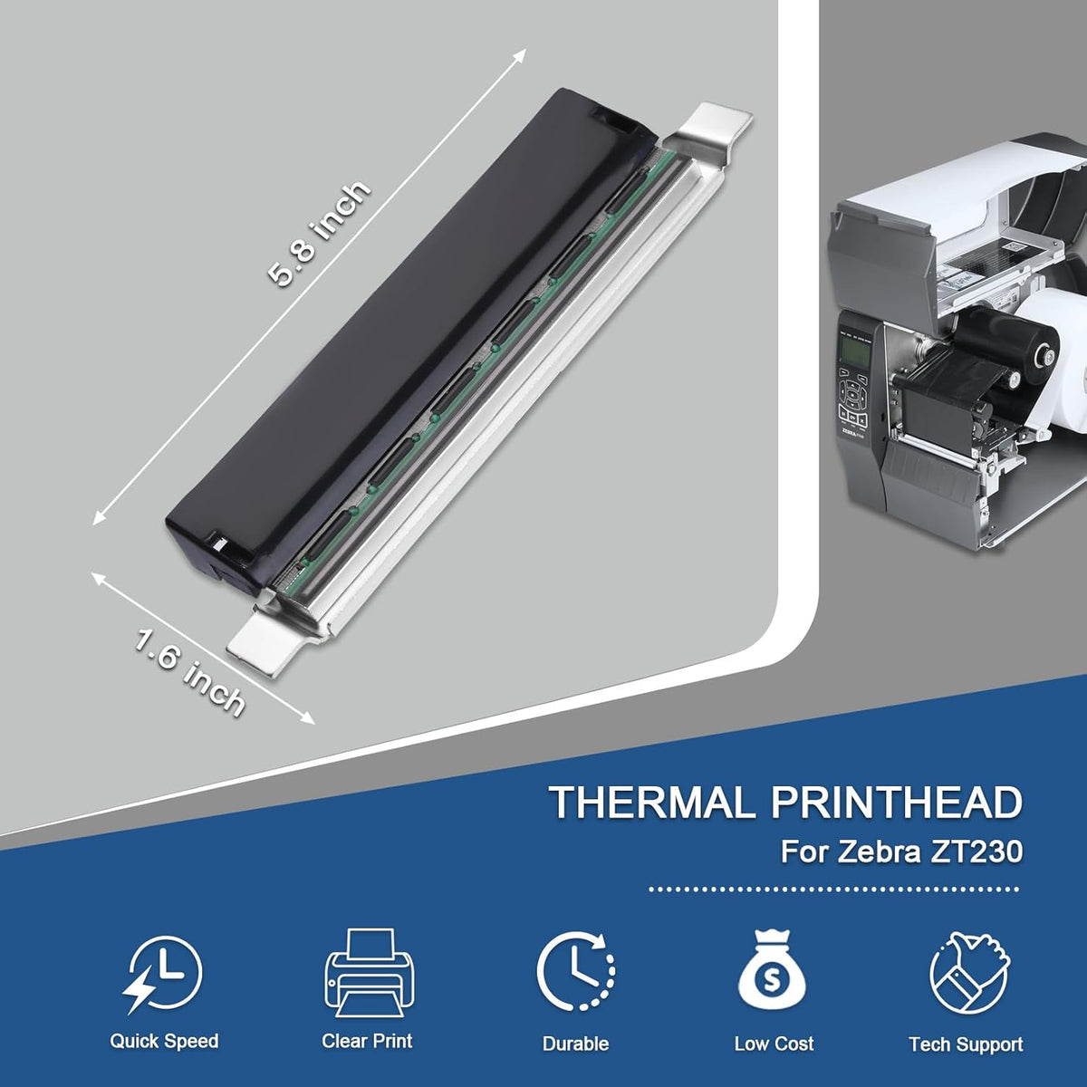Nieuwe P1037974-010 Printkop voor Zebra ZT230 ZT220 ZT210 Thermische Barcode Printer 203DPI OEM Vervanging Label Printer Hoofd
