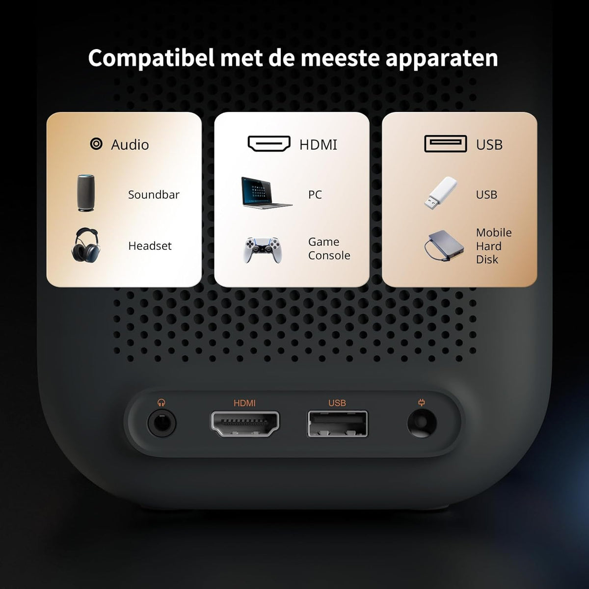 WEMAX Mini Projector【Netflix Gecertificeerd & Google TV】Draagbare Projector【4K Ondersteuning & 1080P Native】Slimme Projector met Dolby Audio, Video Projector met WiFi/Bluetooth voor Home Cinema,Buiten
