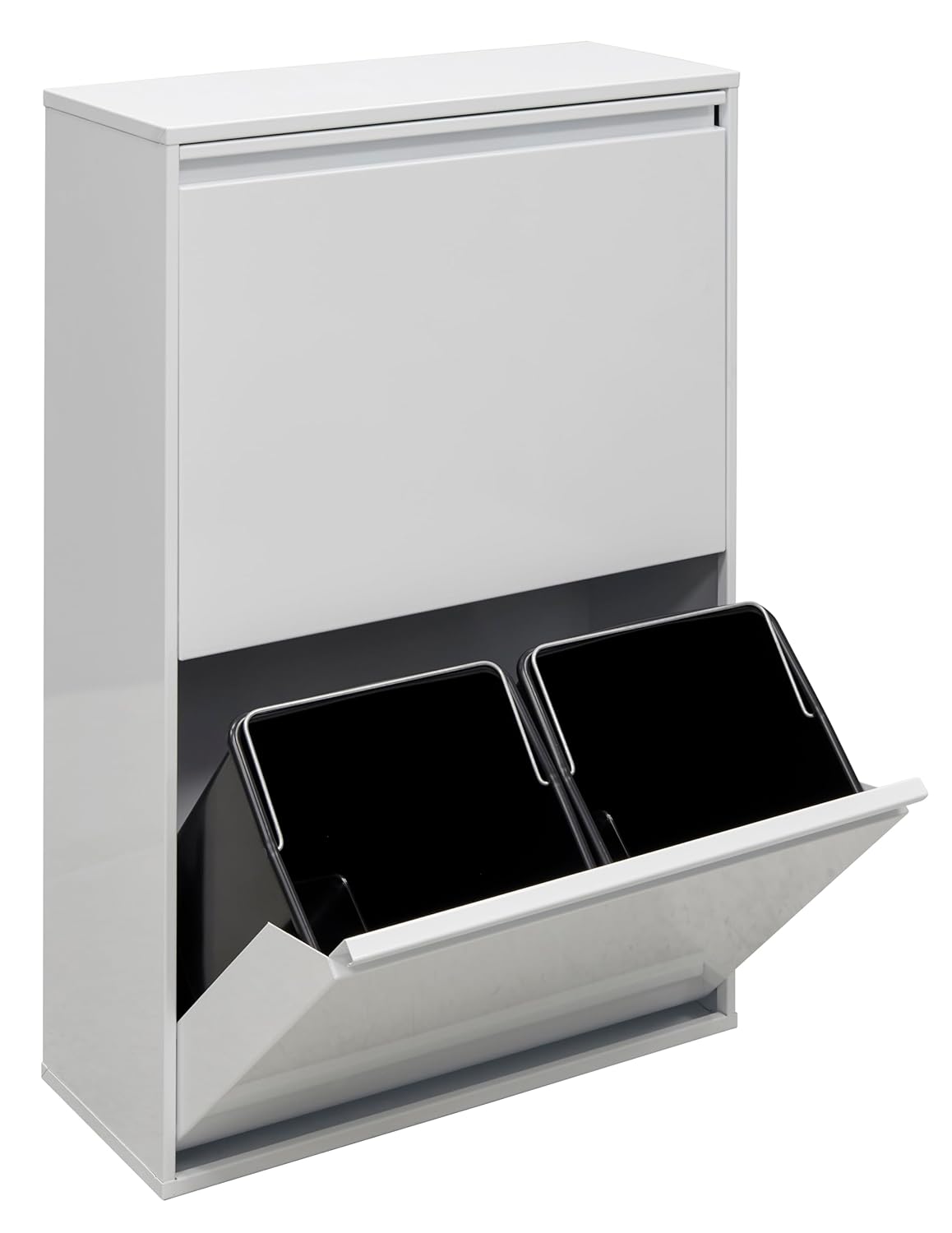 Afvalcontainer – Recyclingbak – Vuilnisemmer – Afvalscheidingsbak – Wit 4x17 L (68 L) – Stalen Behuizing – Uittrekbare Lades