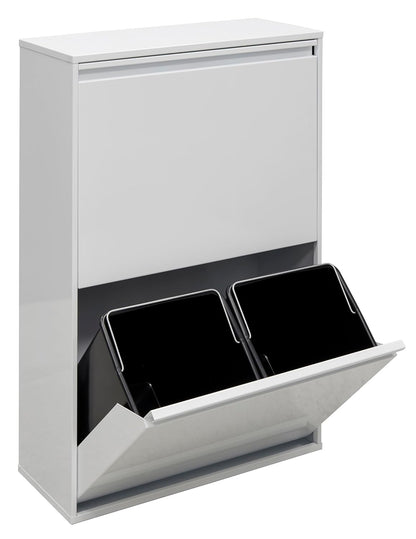 Afvalcontainer – Recyclingbak – Vuilnisemmer – Afvalscheidingsbak – Wit 4x17 L (68 L) – Stalen Behuizing – Uittrekbare Lades