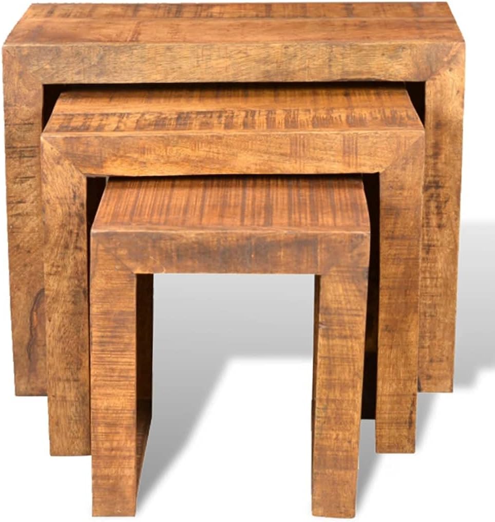 Mango wood matching tables in antique look (set of 3) side table