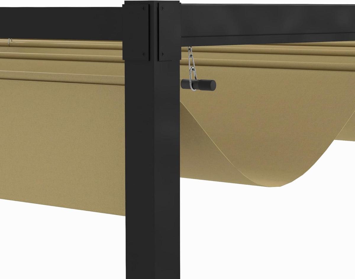 Pergola – Tuinoverkapping – Terrasoverkapping – Tuinpaviljoen – Buitenverblijf – Verstelbaar Schuifdak – Gepoedercoat Stalen Frame 400x300 cm
