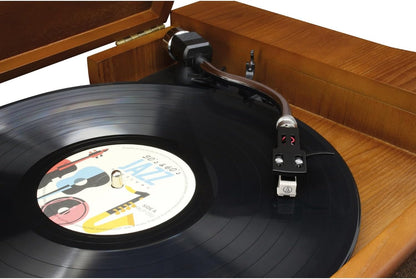 Soundmaster NR566BE 7-in-1 nostalgische stereo-installatie met draaitafel audio Technica magneettonnemmer | digitale radio DAB+ | CD-MP3 | USB | cassette | Bluetooth | digitaliseringsfunctie |