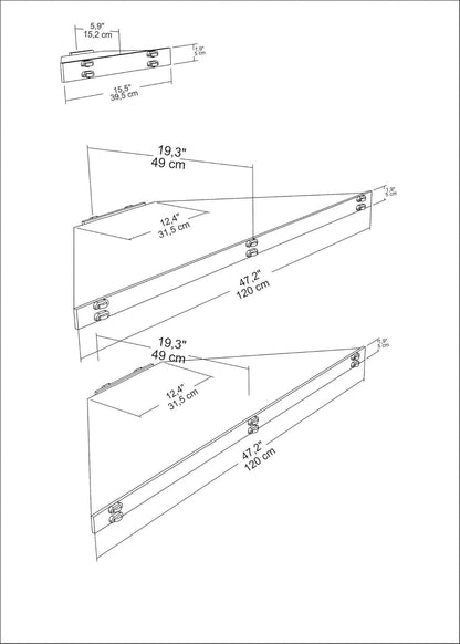 Stijlvol eiken tv-standaard, 120 cm breed, 5 cm hoog, 49 cm diep, 100% melamine gecoat, 8 mm dik, perfect voor moderne woonkamers