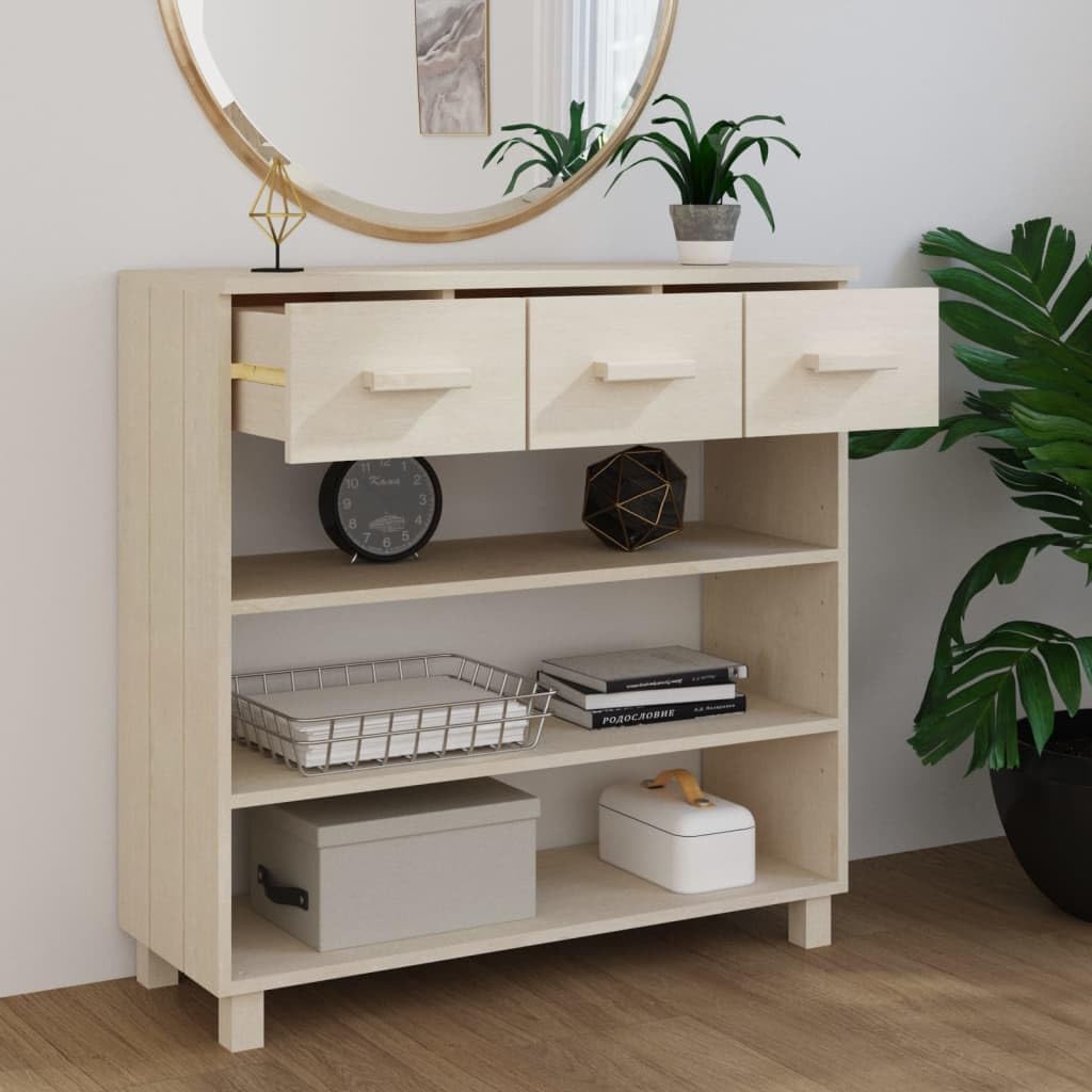 vidaXL HAMAR wall table 90x35x90 cm solid pine wood honey brown, table, bench table, hallway table, hallway table, side table, accent table