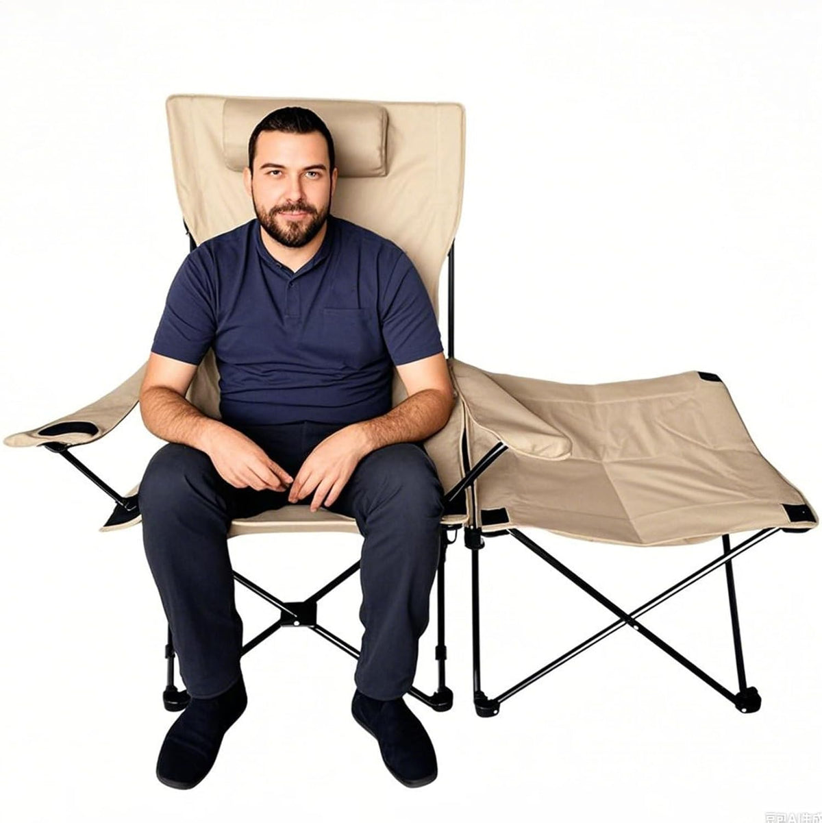 Klapstoel – Vouwstoel – Ligstoel – Lounge stoel – Recliner – Ergonomisch Design – Stevig Frame – Outdoor Loungestoel – Inklapbaar – Khaki