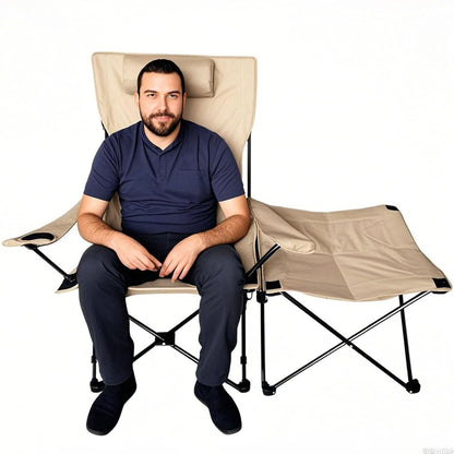 Klapstoel – Vouwstoel – Ligstoel – Lounge stoel – Recliner – Ergonomisch Design – Stevig Frame – Outdoor Loungestoel – Inklapbaar – Khaki