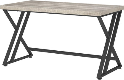 LVB Computerbureau, lang, industrieel design, studie, houten tafel, 152 x 60 x 75,5 cm, grijs