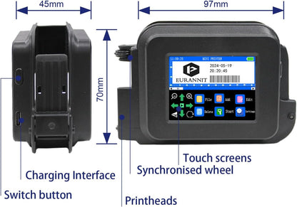 XMINI 12,7 mm draagbare inkjetprinter, draagbare mini-inkjetcoderingsmachine voor tekstcodering, QR-code, batchnummer, logo, datum, sneldrogende inkt, 42 ml, zwart