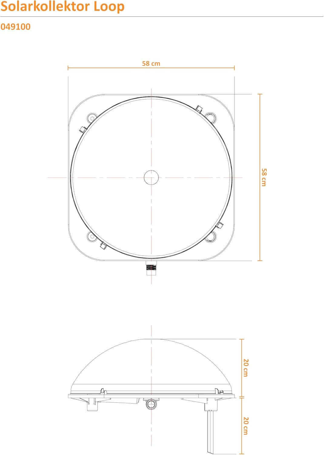 Steinbach Zonnecollector Loop, 58 x 58 x 33 cm (l x b x h), aansluiting Ø 32/38 mm, 049100