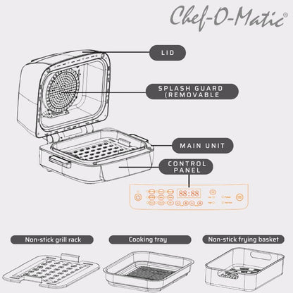 STARLYF 8-in-1 Airfryer Oven met Grill en Bakplaat – Digitale Heteluchtfriteuse met Luchtcirculatie Technologie – Multifunctioneel, Instelbare Temperatuur, Automatische Uitschakeling – Officiële Garan