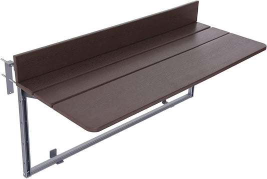Folding Balcony Hanging Table, Balcony Folding Table, Hanging Table with 5-Way Height Adjustable, Balcony Table for Patio and Garden, Aluminium Profile, Handrail Table (60 x 37 cm) - QUORE