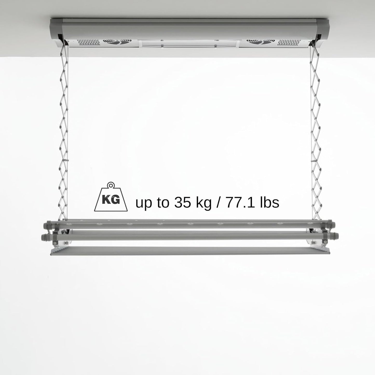 Elektrisch droogrek – Plafonddroogrek – Muurdroogrek – Wasrek – Uitschuifbaar droogrek – Draagvermogen 35 kg – Afstandsbediening met LED-verlichting