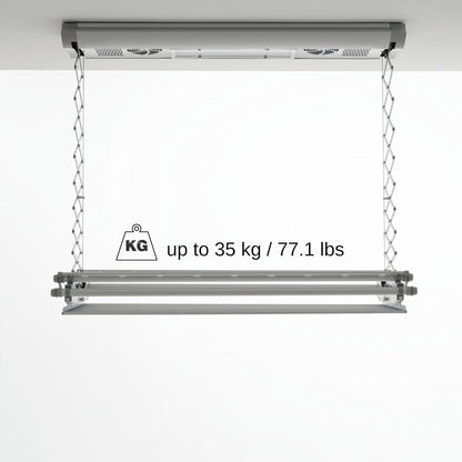 Elektrisch droogrek – Plafonddroogrek – Muurdroogrek – Wasrek – Uitschuifbaar droogrek – Draagvermogen 35 kg – Afstandsbediening met LED-verlichting