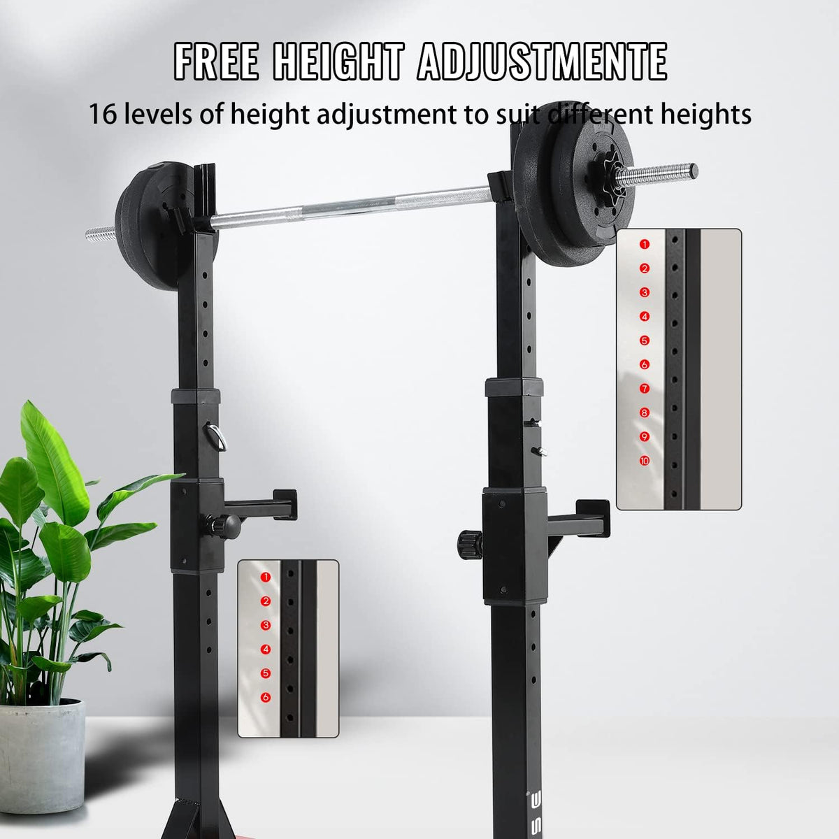 ISE Squat Rack Dumbbell Stand for Home, 6 Height Adjustable Dumbbell Holder, Bench Press Barbell Shelf, Powder Coated Steel Stand, Max. 200 kg Load Capacity, SY-RK1001 - QUORE