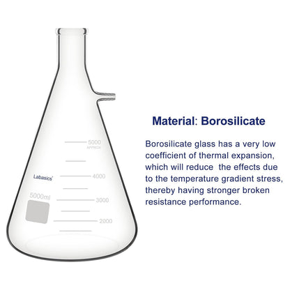 Wandfilterkolf – Filterkolf – Vacuümkolf – Filtreerkolf – Laboratoriumkolf – 5000 ml – Borosilicaatglas – Hittebestendig tot 250 °C