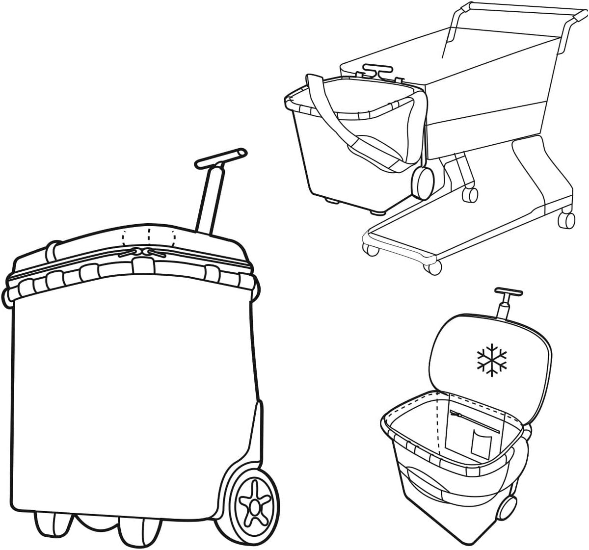 reisenthel Carrycruiser iso in zwart – draagbare en afsluitbare boodschappentrolley met koelfunctie, stevig aluminium frame, schouderriem en uitneembare mesh-binnenzak
