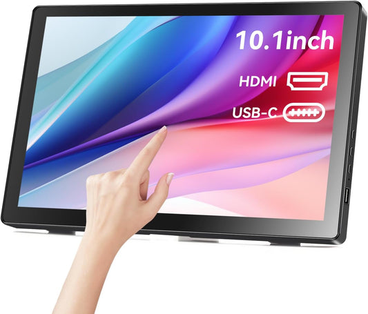 Portable Monitor, Touch Screen, 10.1 inch, IPS Screen, 1366 x 768P, 60Hz, 400 Brightness, 99% sRGB, HDMI, USB-C Monitor, Compatible with Xbox PS3/4/5, Laptop, Small Touchscreen, Portable Monitors - QUORE